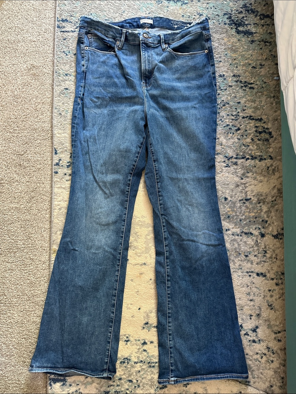 Good American Dark Blue Flare Jeans